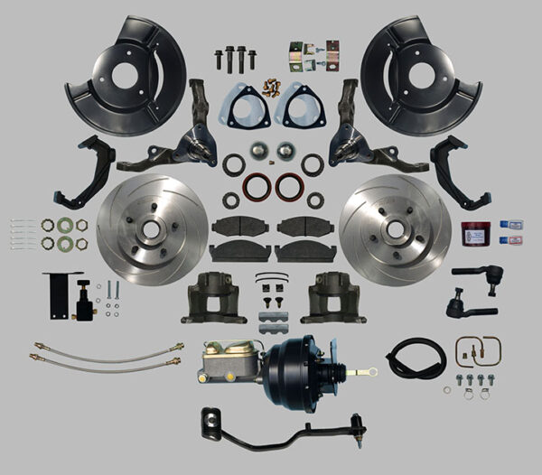 Single Piston Power Disc Brake Kit with V8 spindle with Manual Transmission - Manual or Power Steering (1967-1970)