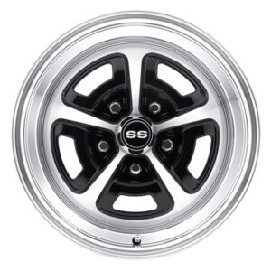 15 x 7 Magnum Alloy Wheel, 5 on 4.75 BP, 4.25 BS, Gloss Black/Machined