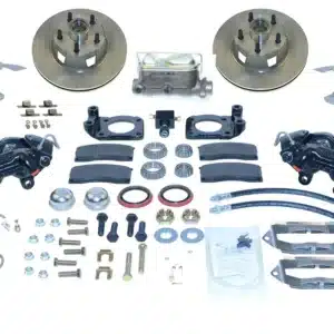 American Made Ford Kelsey-Hayes Style 4-Piston Caliper Front Disc Brake Conversion Kit - V8 - Manual/Power Steering - 1965-1966 Mustang